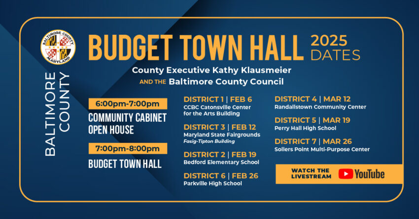 Budget Town Hall 2025 dates and locations.